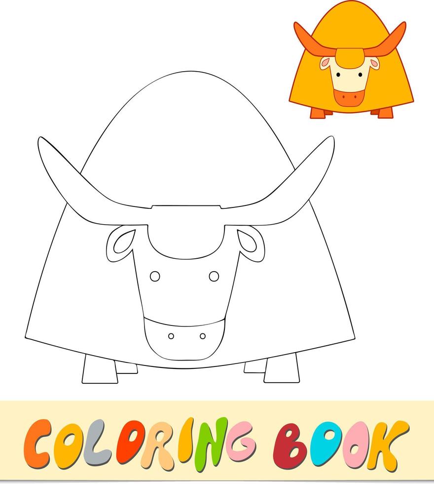 libro da colorare o pagina per bambini. illustrazione vettoriale in bianco e nero di yak