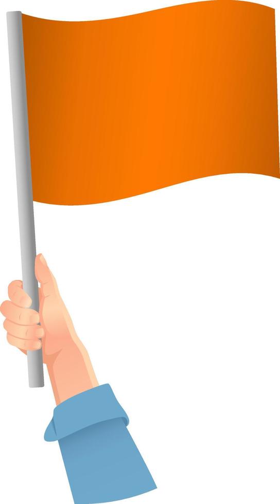 icona bandiera arancione in mano vettore
