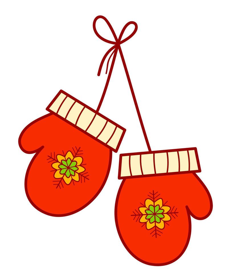 ClipArt di cartoni animati di Natale. illustrazione vettoriale clipart guanti