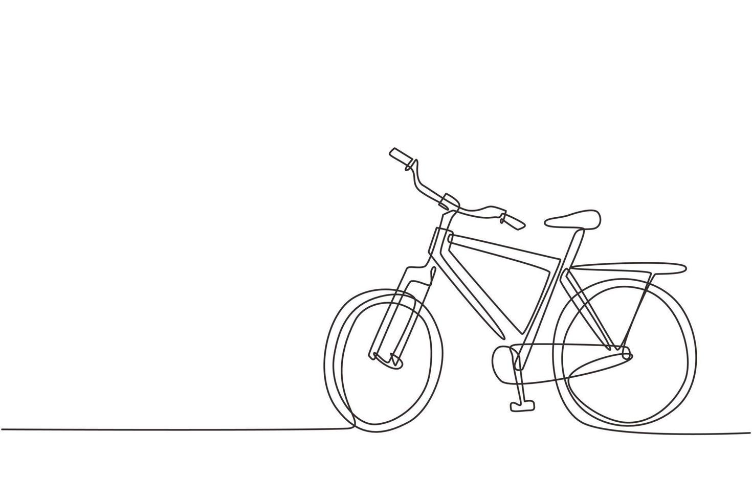 vista laterale del disegno a linea continua classica bicicletta da città, trasporto sportivo ecologico. bici rilassante per la comunità. stile di vita sano in bicicletta. illustrazione grafica vettoriale di disegno a linea singola
