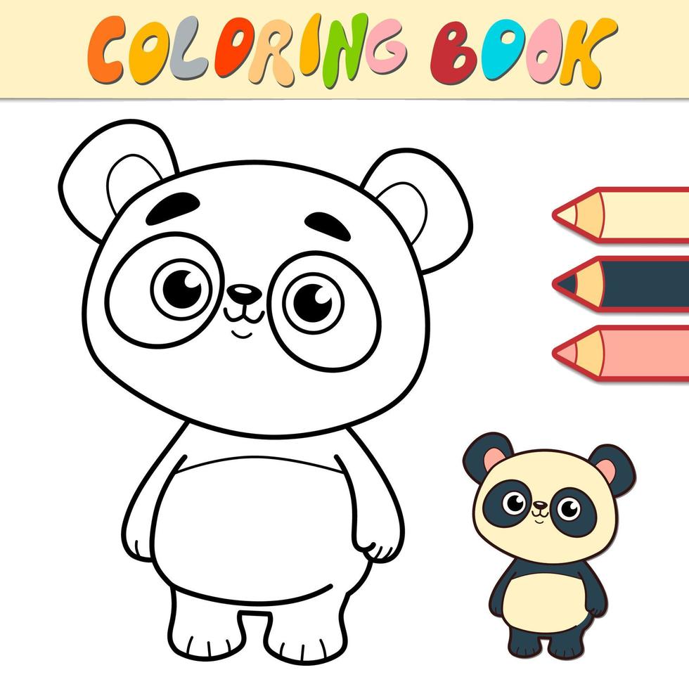 libro da colorare o pagina per bambini. panda in bianco e nero vettore