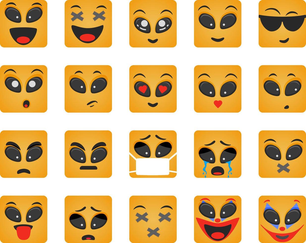 set quadrato di emoticon vettore