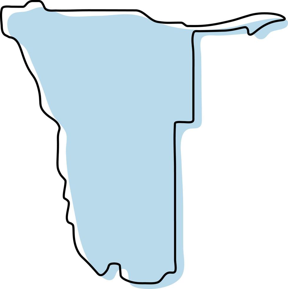 mappa stilizzata semplice dell'icona della namibia. mappa di schizzo blu dell'illustrazione vettoriale della namibia