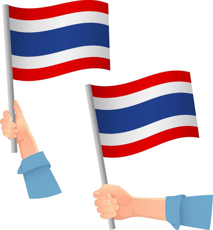 icona della bandiera della thailandia in mano vettore