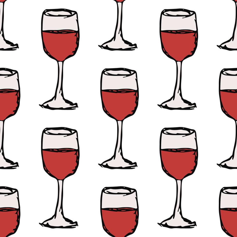 modello di vino senza soluzione di continuità. illustrazione di doodle di vettore con l'icona del vino. modello con vino