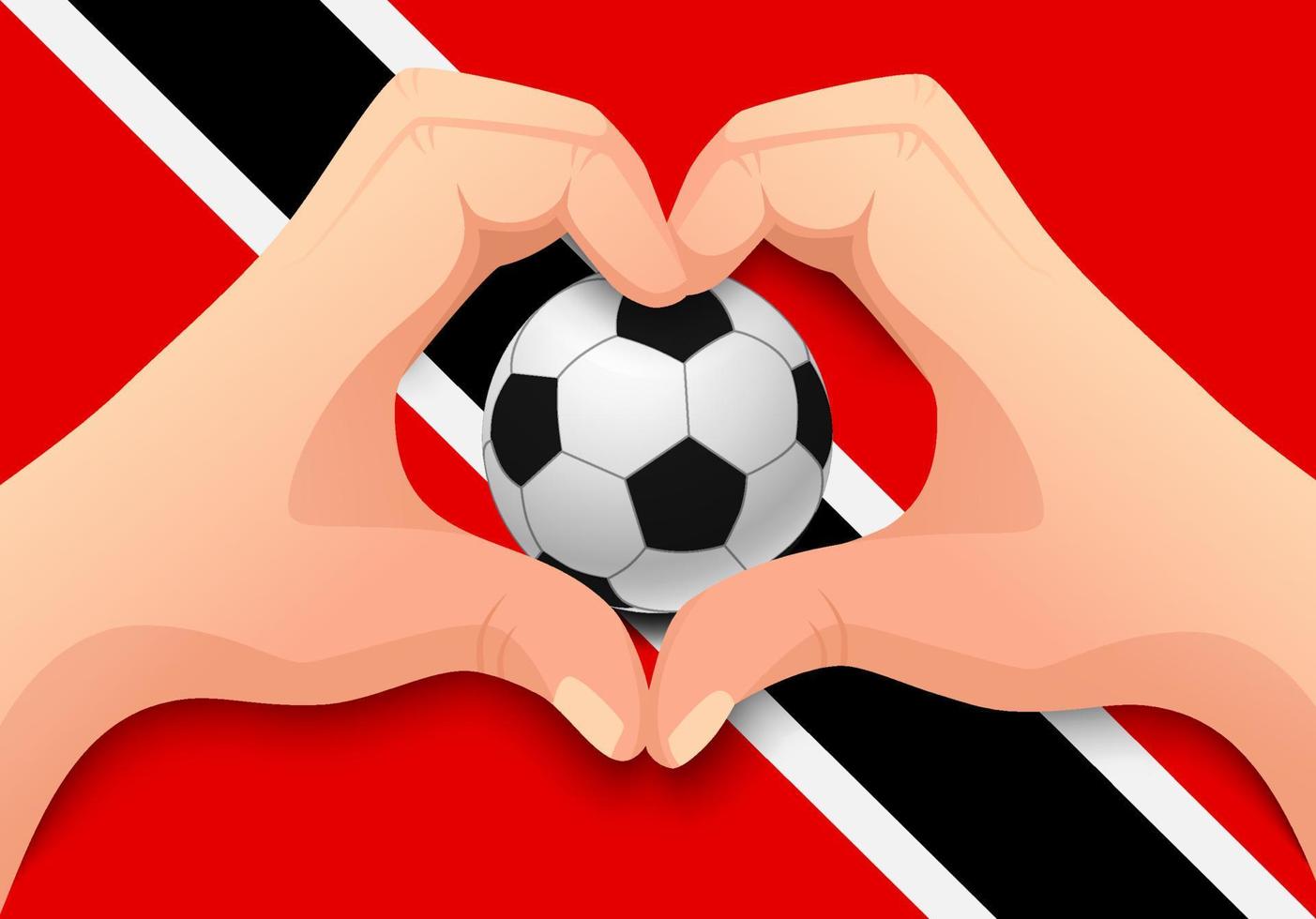 trinidad e tobago pallone da calcio e mano a forma di cuore vettore