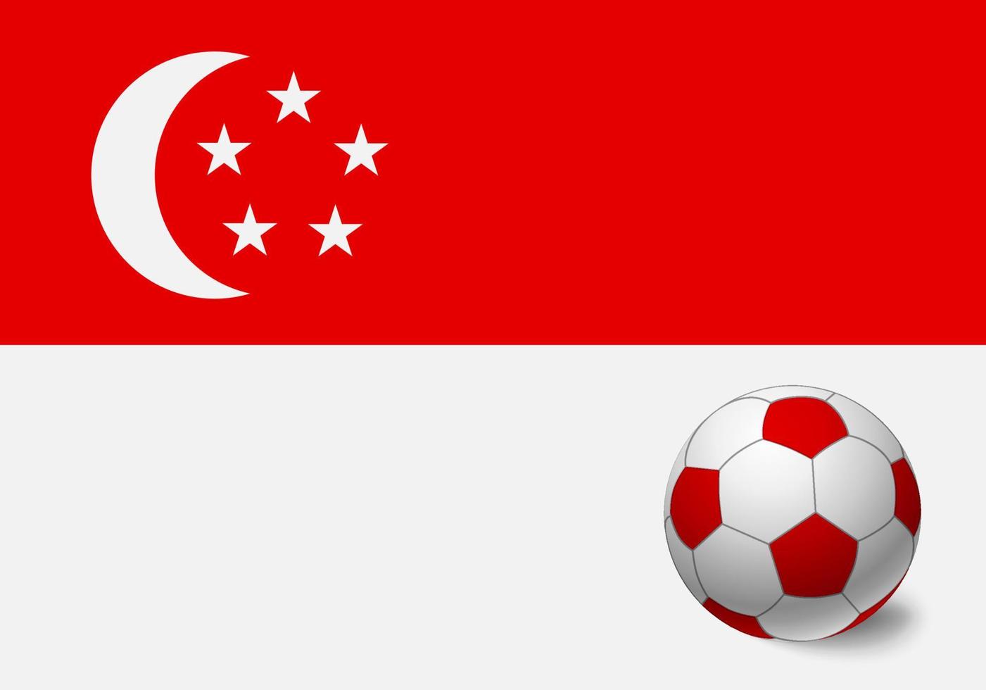 bandiera di singapore e pallone da calcio vettore