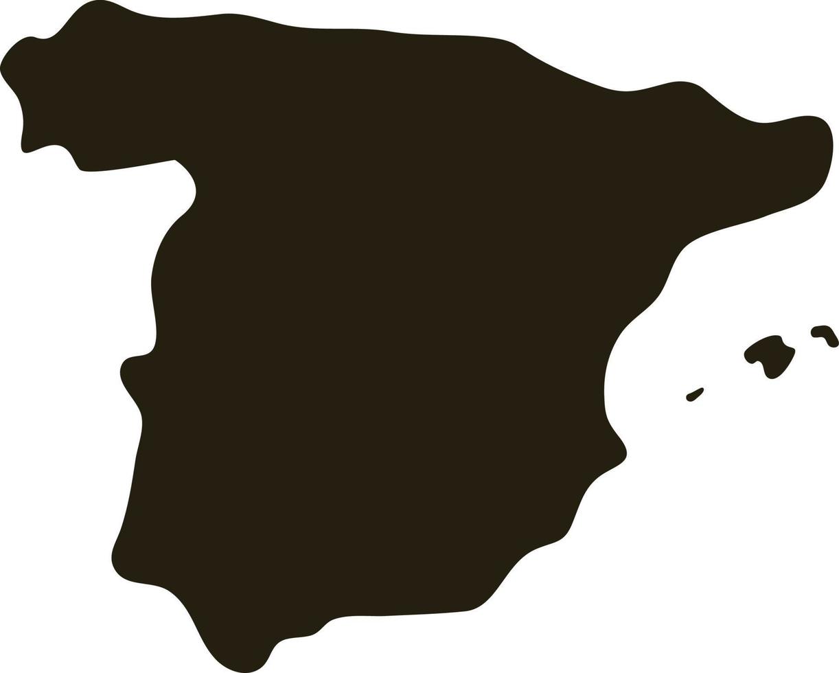 mappa della spagna. illustrazione vettoriale di una mappa silhouette semplice solida
