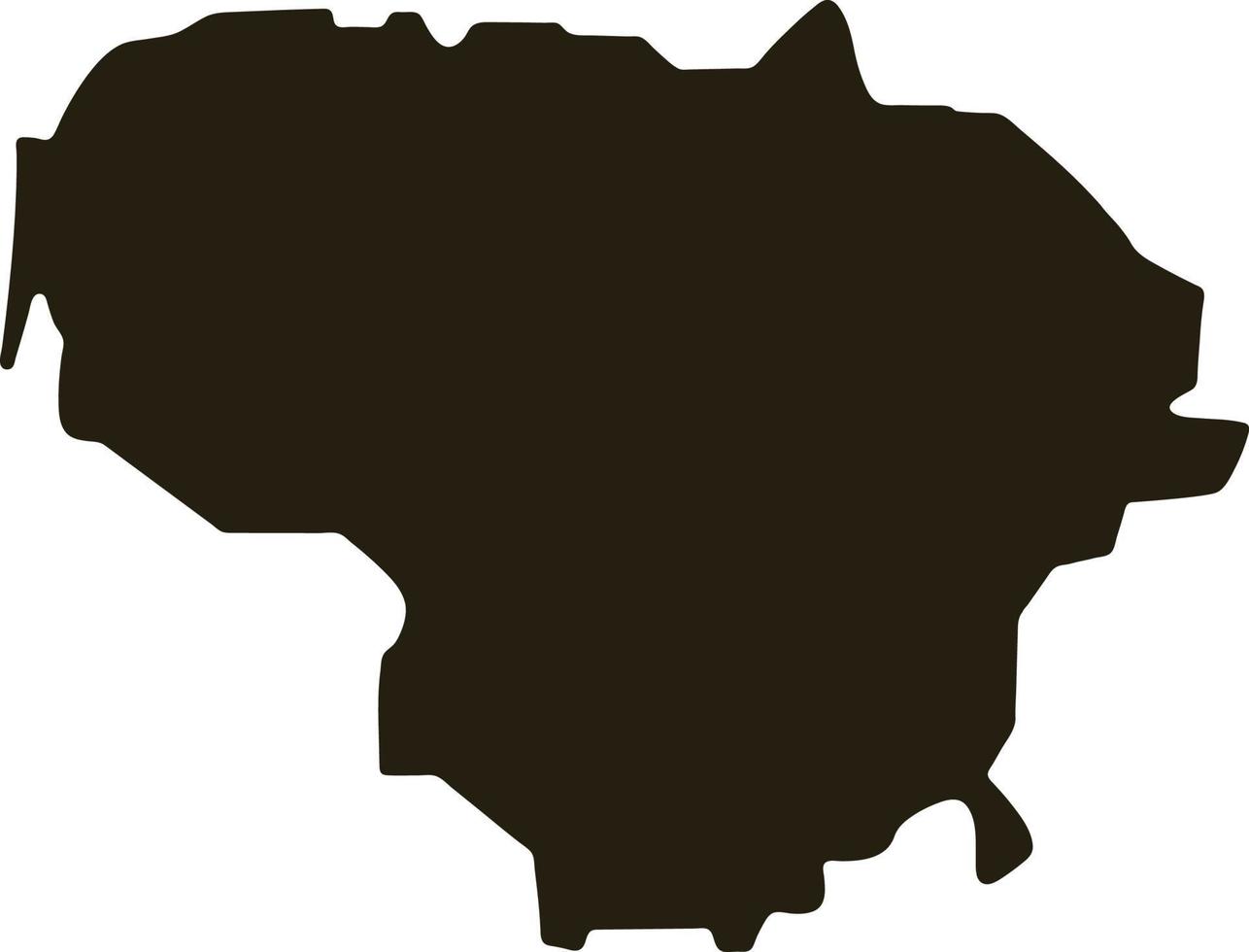 mappa della lituania. illustrazione vettoriale mappa nera solida