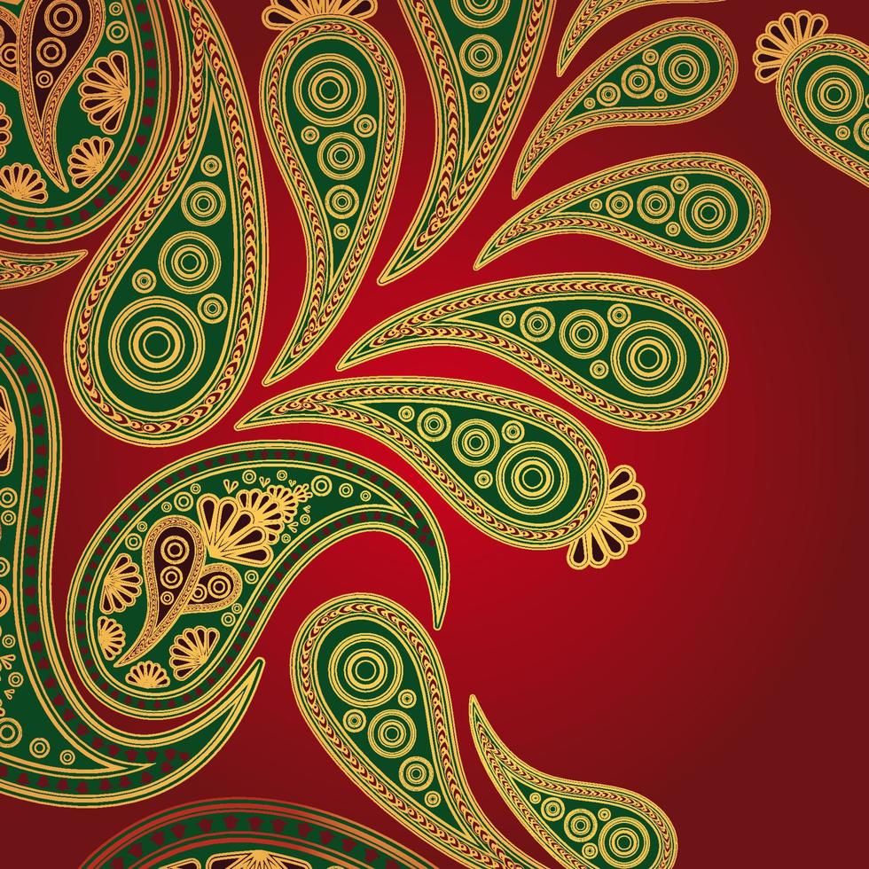 sfondo paisley rosso, verde vettore