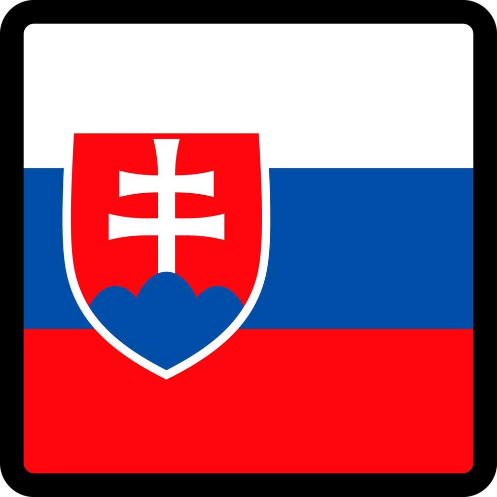 bandiera della slovacchia a forma di quadrato con contorno contrastante, segno di comunicazione sui social media, patriottismo, un pulsante per cambiare la lingua sul sito, un'icona. vettore