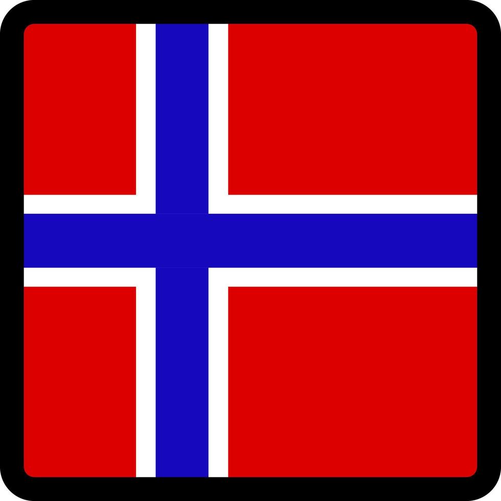 bandiera della norvegia a forma di quadrato con contorno contrastante, segno di comunicazione sui social media, patriottismo, un pulsante per cambiare la lingua sul sito, un'icona. vettore