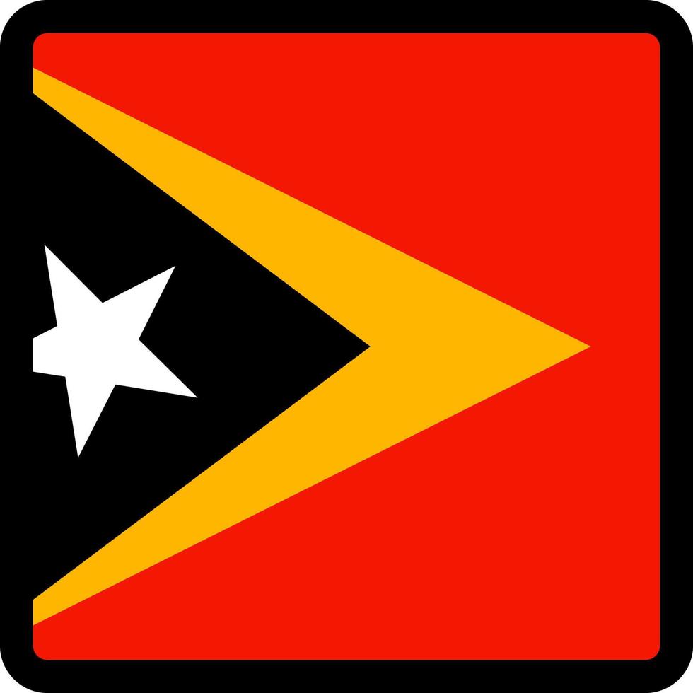 bandiera di timor orientale a forma di quadrato con contorno contrastante, segno di comunicazione sui social media, patriottismo, un pulsante per cambiare la lingua sul sito, un'icona. vettore