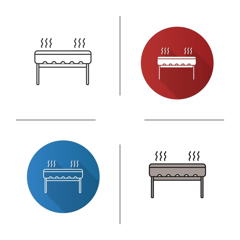 icona della griglia del barbecue a carbone. design piatto, stili lineari e di colore. illustrazioni vettoriali isolate