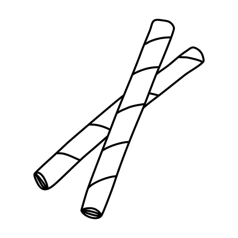 bastoncini di rotolo di wafer. disegno di doodle di vettore. vettore