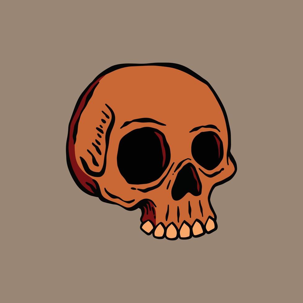 illustrazione colorata del doodle del cranio per il disegno della maglietta del manifesto del tatuaggio dell'autoadesivo ecc vettore