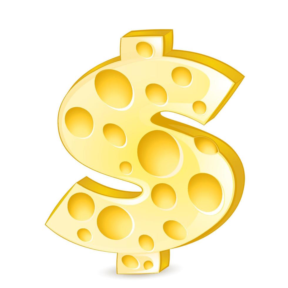 segno del dollaro del formaggio vettore