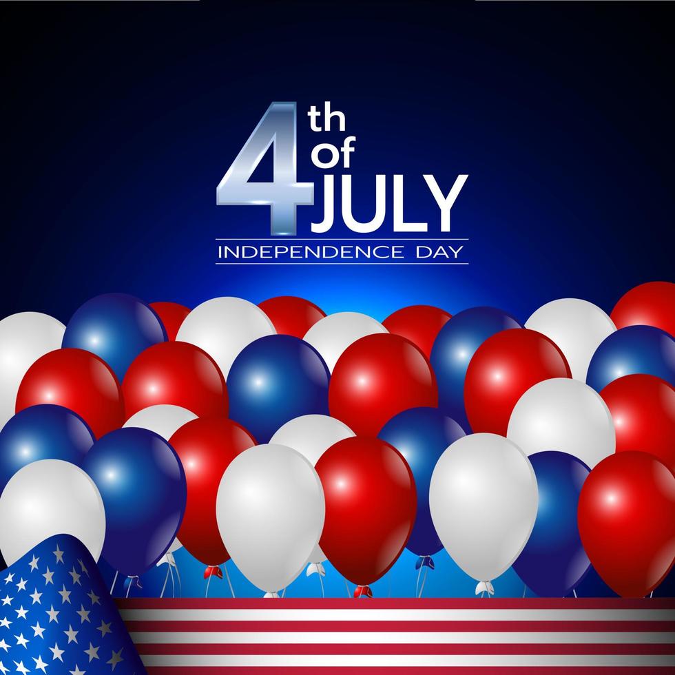 4 luglio palloncini festa dell'indipendenza con bandiera americana background.vector illustrazione vettore