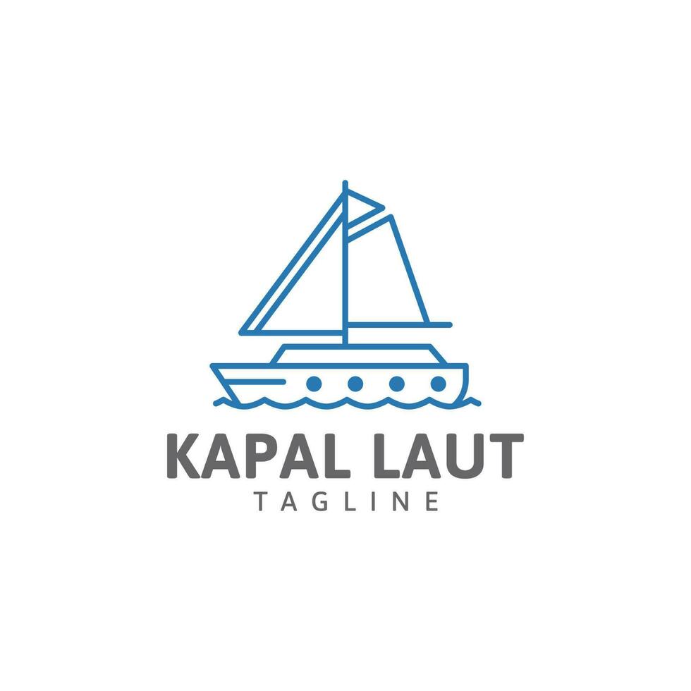 modello di disegno vettoriale del logo della linea di barca a vela
