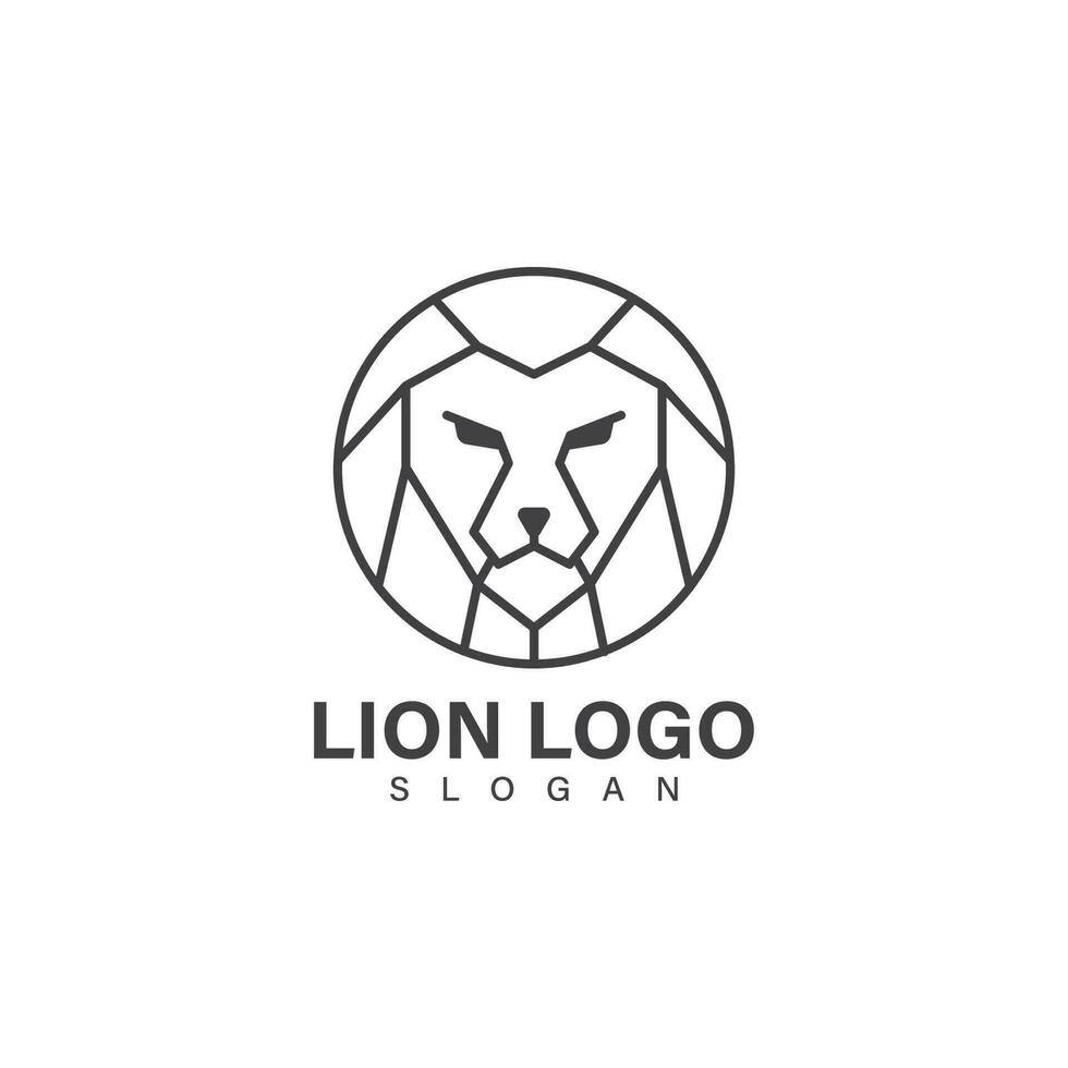 vettore di disegno del logo del cerchio della testa di leone