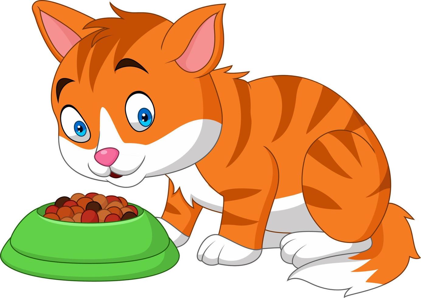 cartone animato divertente gatto che mangia vettore