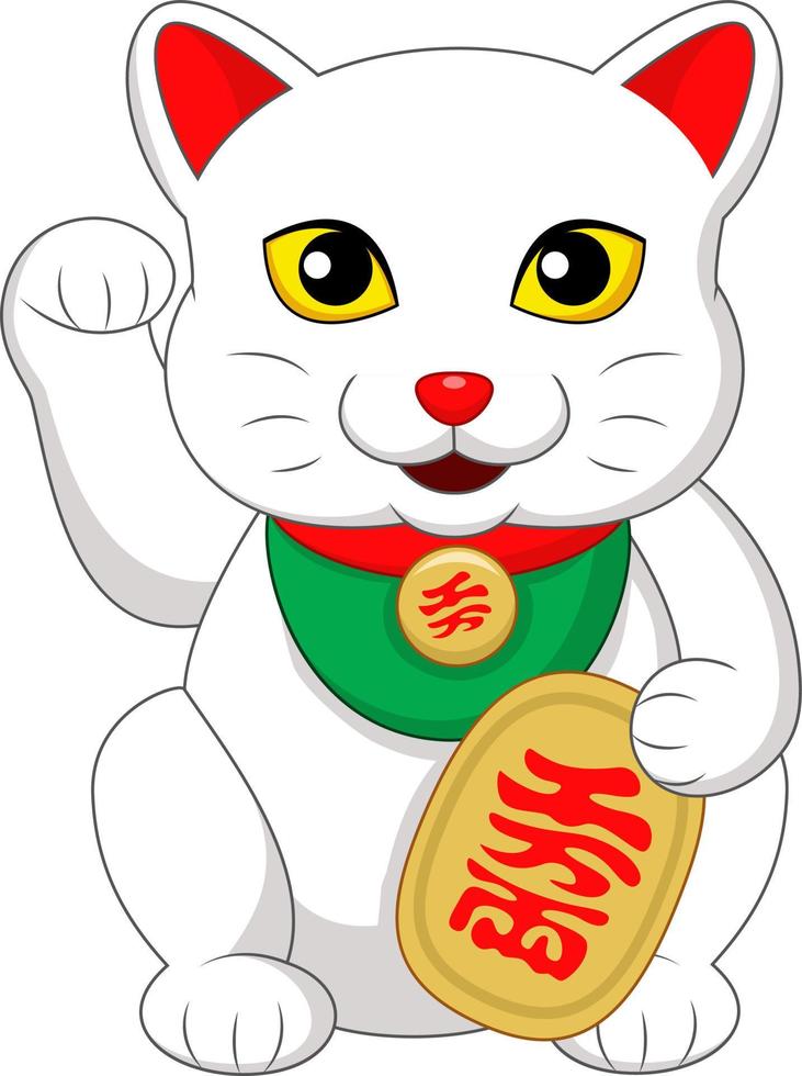 maneki neko, gatto della prosperità giapponese vettore