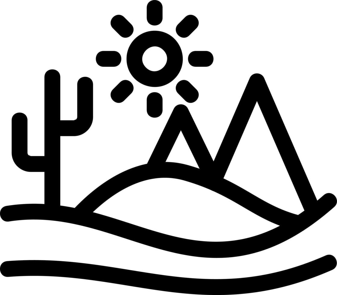 icona della linea del paesaggio desertico vettore