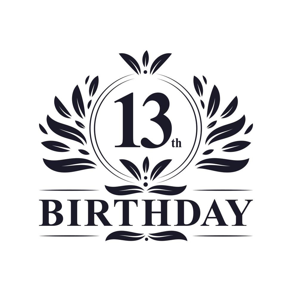 13° compleanno logo, 13 anni di festa di compleanno. vettore