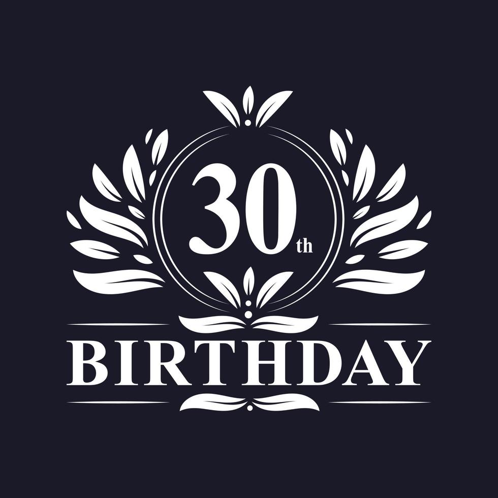 Logo del 30° compleanno, festa di compleanno di 30 anni. vettore