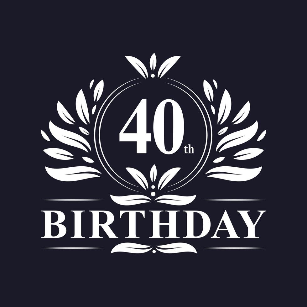 Logo del 40° compleanno, festa di compleanno di 40 anni. vettore