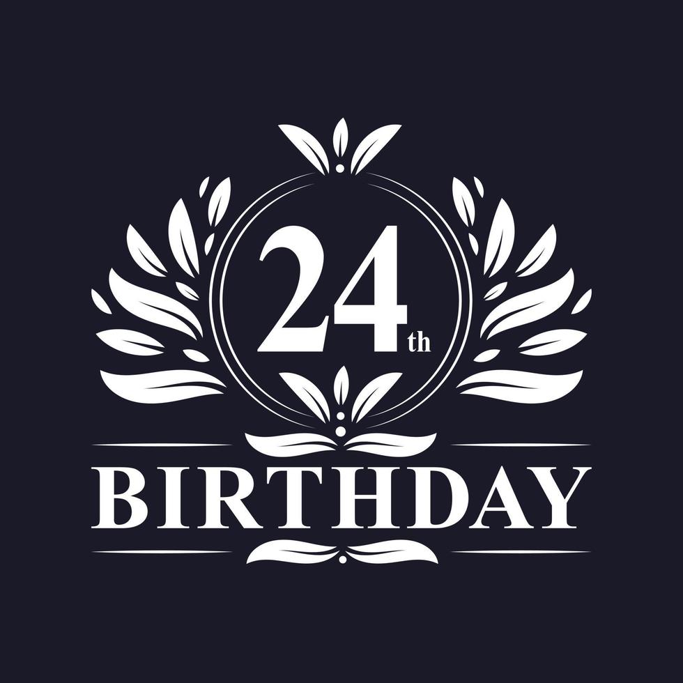 Logo del 24° compleanno, festa di compleanno di 24 anni. vettore