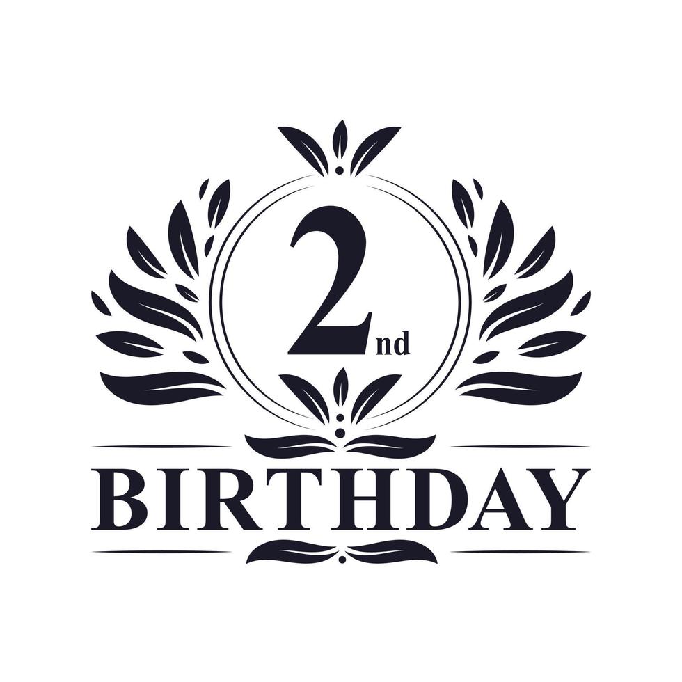 Logo del 2° compleanno, festa di compleanno di 2 anni. vettore