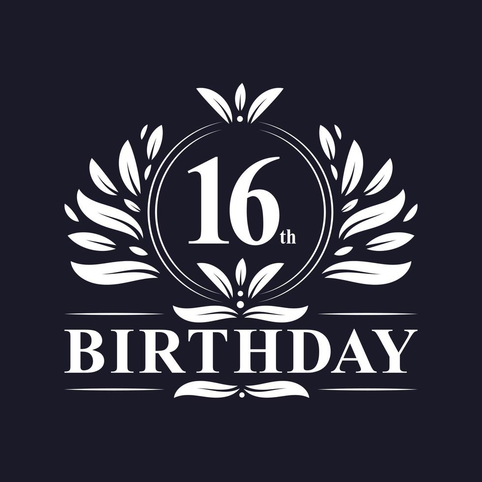 16° compleanno logo, 16 anni di festa di compleanno. vettore