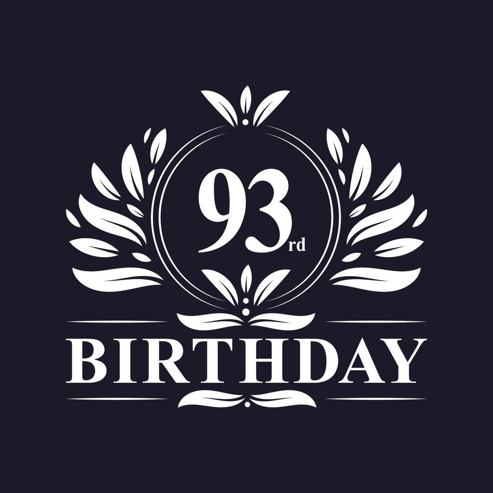 logo di lusso per il 93° compleanno, celebrazione di 93 anni. vettore