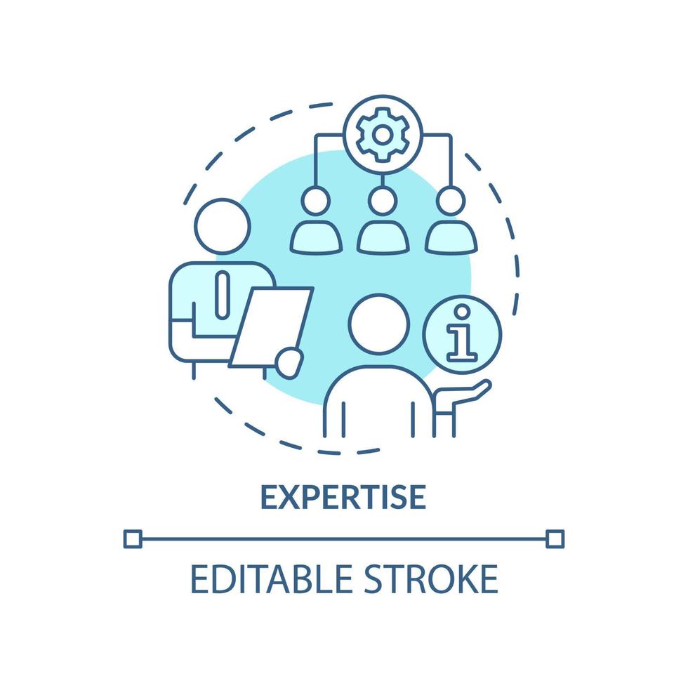 icona del concetto turchese di competenza. analisi dei processi aziendali. pr codice etico idea astratta linea sottile illustrazione. disegno di contorno isolato. tratto modificabile. vettore