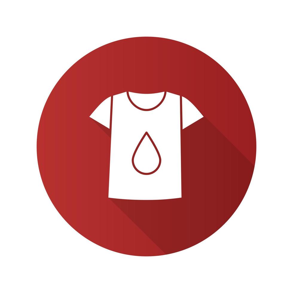 stampa su t-shirt design piatto icona glifo con ombra lunga. t-shirt con goccia di liquido. illustrazione della siluetta di vettore