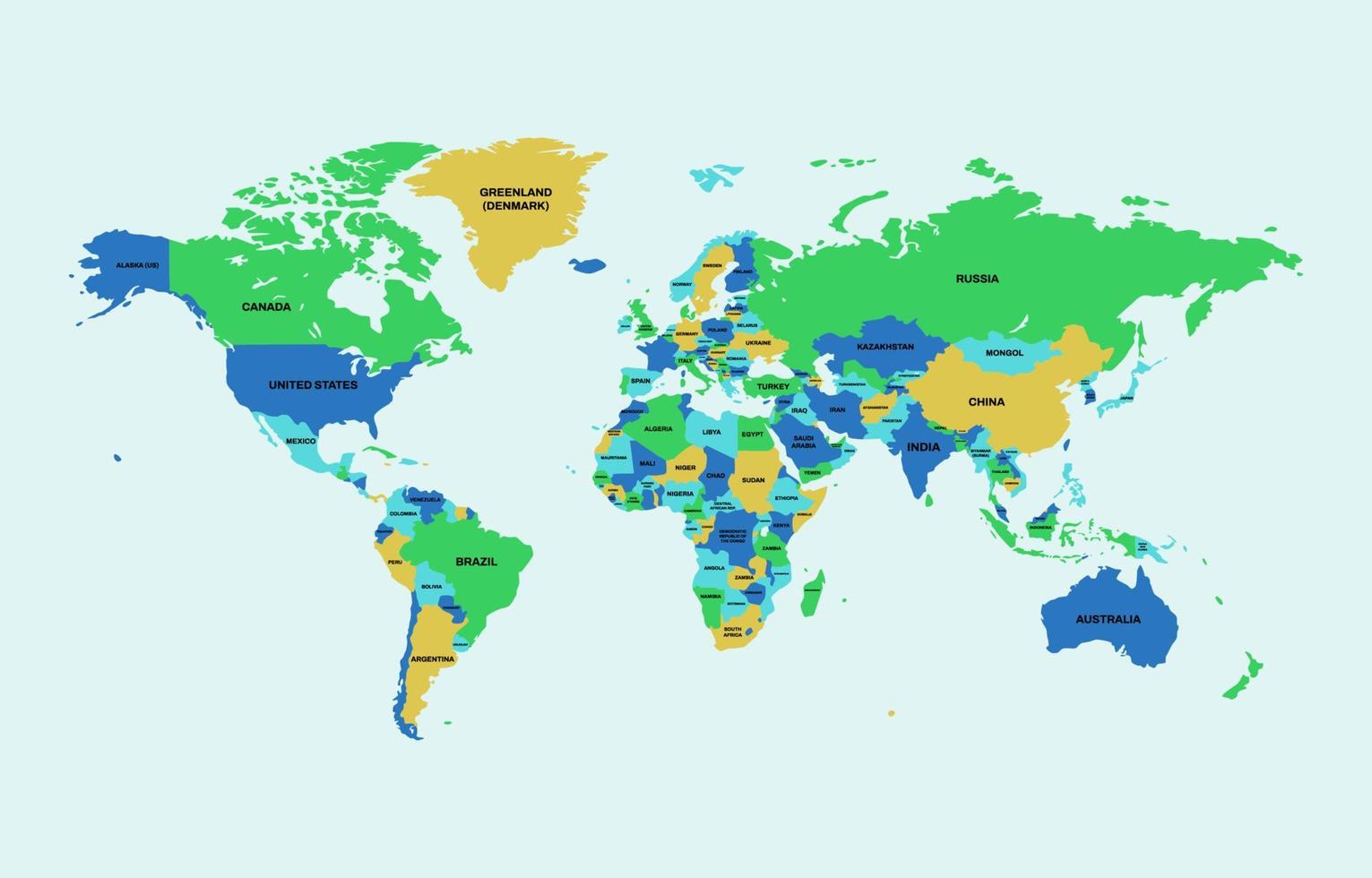 mappa del mondo dettagliata vettore