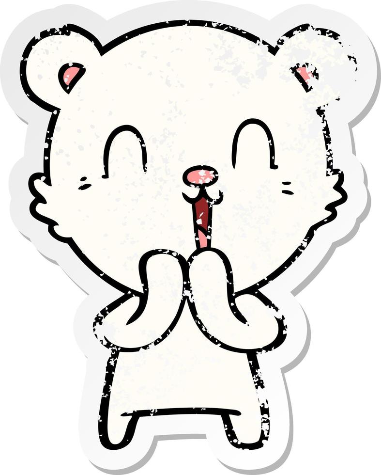 adesivo in difficoltà di un orso polare cartone animato felice vettore