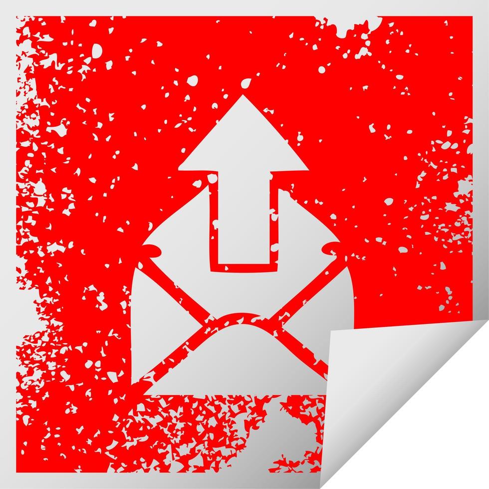 segno di posta elettronica simbolo adesivo peeling quadrato afflitto vettore