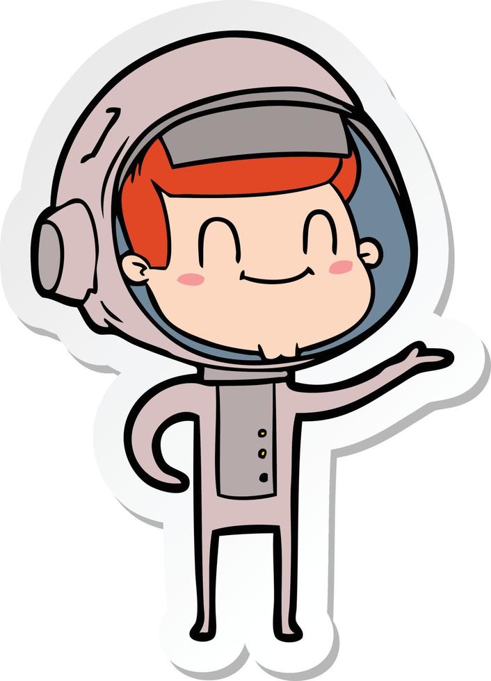 adesivo di un felice astronauta cartone animato vettore