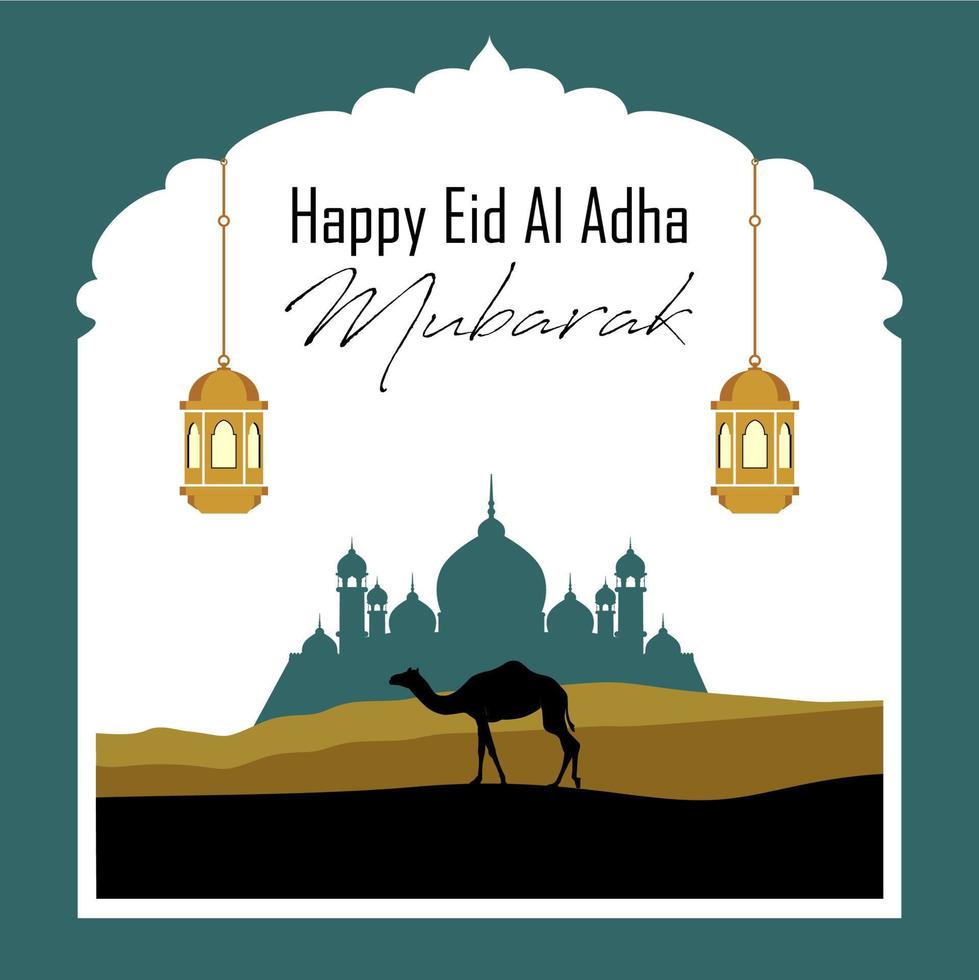 modello o sfondo islamico, felice eid al adha. semplice forma quadrata. post sui social media. concetto di illustrazioni eid. vettore