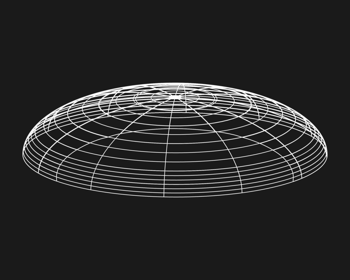 forma cyber distorta, elemento di design retrò punk. forma della geometria dell'onda wireframe su sfondo nero. illustrazione vettoriale
