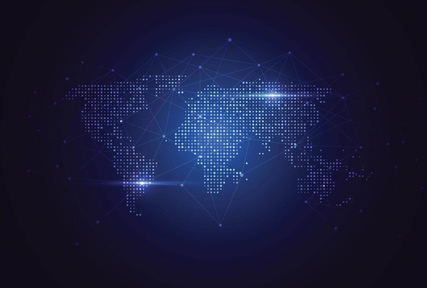 connessione di rete globale. punto della mappa del mondo e concetto di composizione della linea del business globale. illustrazione vettoriale