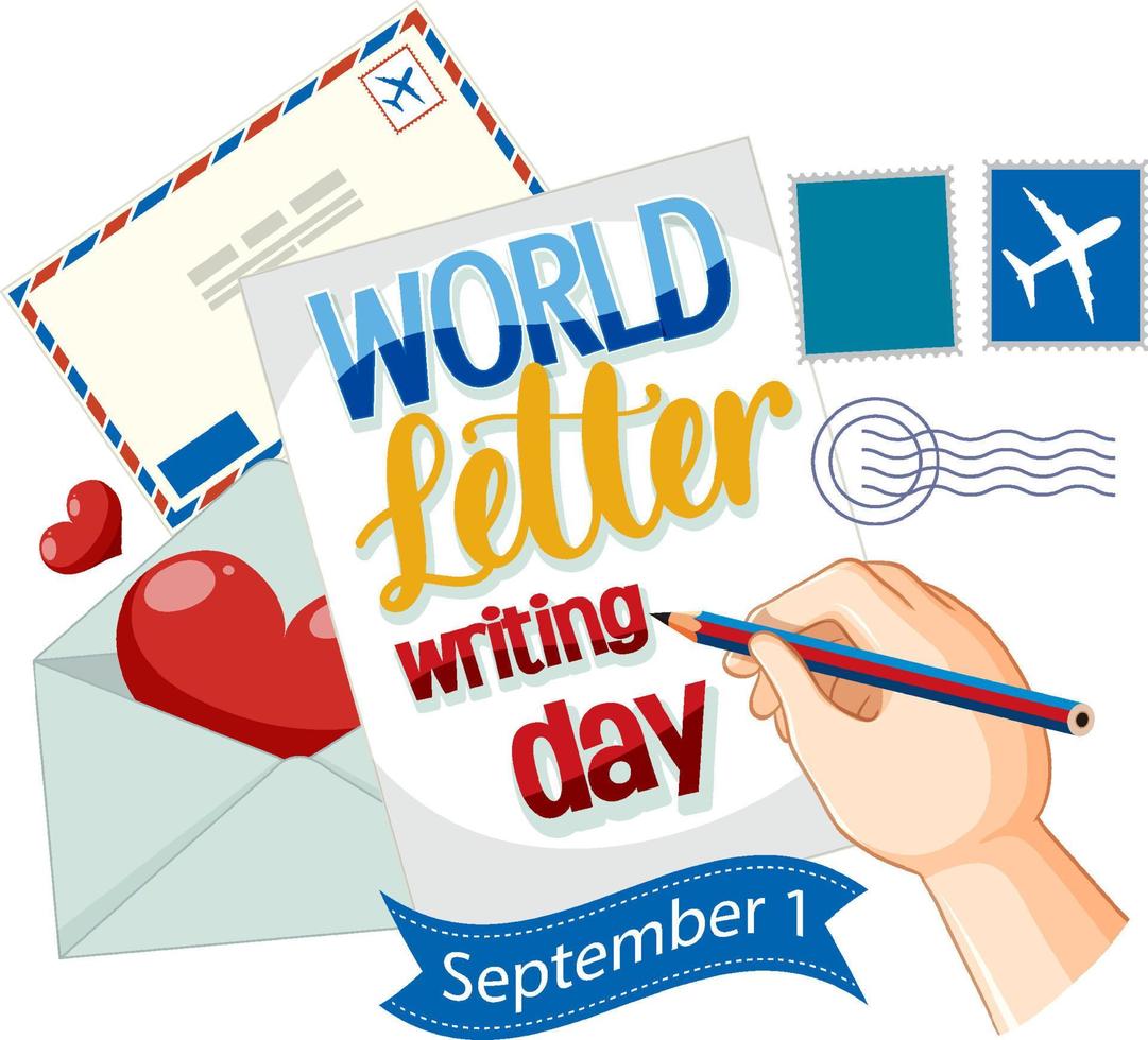 design della bandiera della giornata mondiale della scrittura di lettere vettore