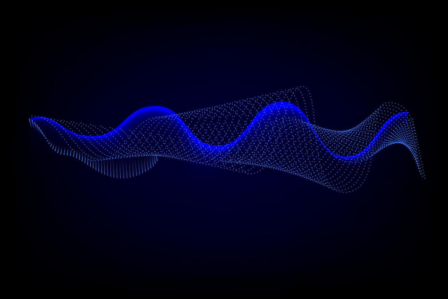 illustrazione dell'onda sonora su uno sfondo scuro. indicatori di equalizzazione digitale blu astratti. vettore
