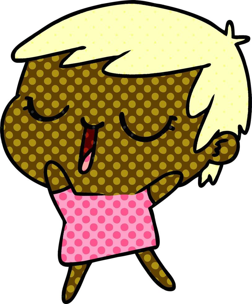 cartone animato di cute kawaii ragazza dai capelli corti vettore