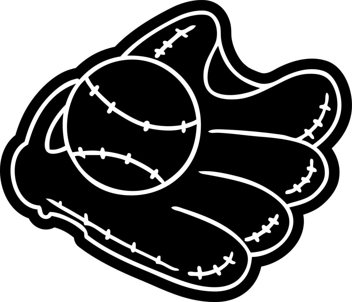 icona del fumetto disegno di una palla da baseball e un guanto vettore