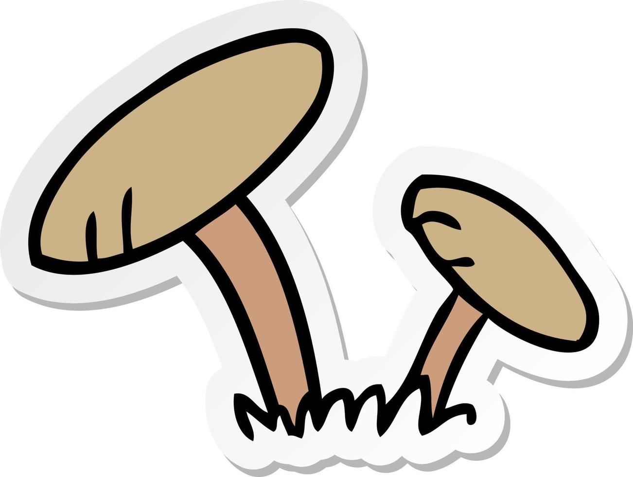 adesivo cartone animato doodle di alcuni funghi vettore