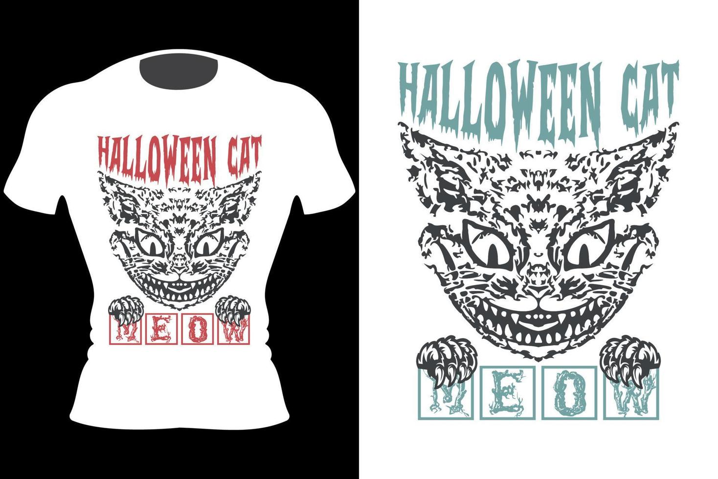 disegno della maglietta del veleno del gatto del cane di halloween felice vettore