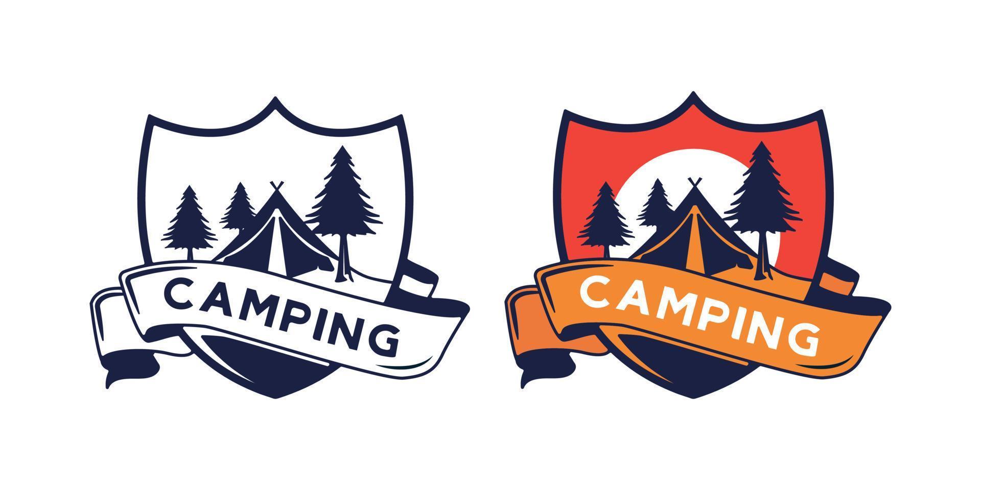 modello di logo di avventura in campeggio vintage retrò vettore
